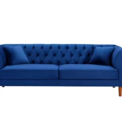 Canapé 3 Places Chesterfield En Velours Bleu Nuit ARSENE -Promos Chesteris Boutique canape 19448699