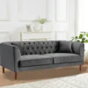 Canapé 3 Places Chesterfield En Velours Anthracite ARSENE