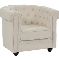Canapé 3 Places Et Fauteuil En Tissu Beige CHESTERFIELD -Promos Chesteris Boutique canape 19452065