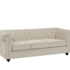 Canapé 3 Places Et Fauteuil En Tissu Beige CHESTERFIELD -Promos Chesteris Boutique canape 19452097