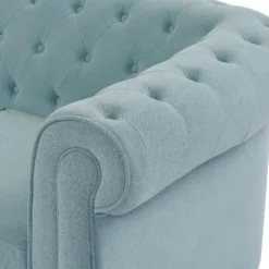 Canapé 3 Places En Tissu Bleu Clair CHESTERFIELD -Promos Chesteris Boutique canape 19452319