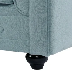 Canapé 3 Places Et Fauteuil En Tissu Bleu Clair CHESTERFIELD -Promos Chesteris Boutique canape 19452653