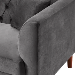 Canapé 3 Places Chesterfield En Velours Anthracite ARSENE -Promos Chesteris Boutique canape 19459225