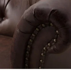 Canapé 3 Places Chesterfield AQUITAINE En Microfibre Aspect Cuir Vieilli - Marron 7 Canapé 3 Places Chesterfield AQUITAINE En Microfibre Aspect Cuir Vieilli - Marron -Promos Chesteris Boutique canape 195017