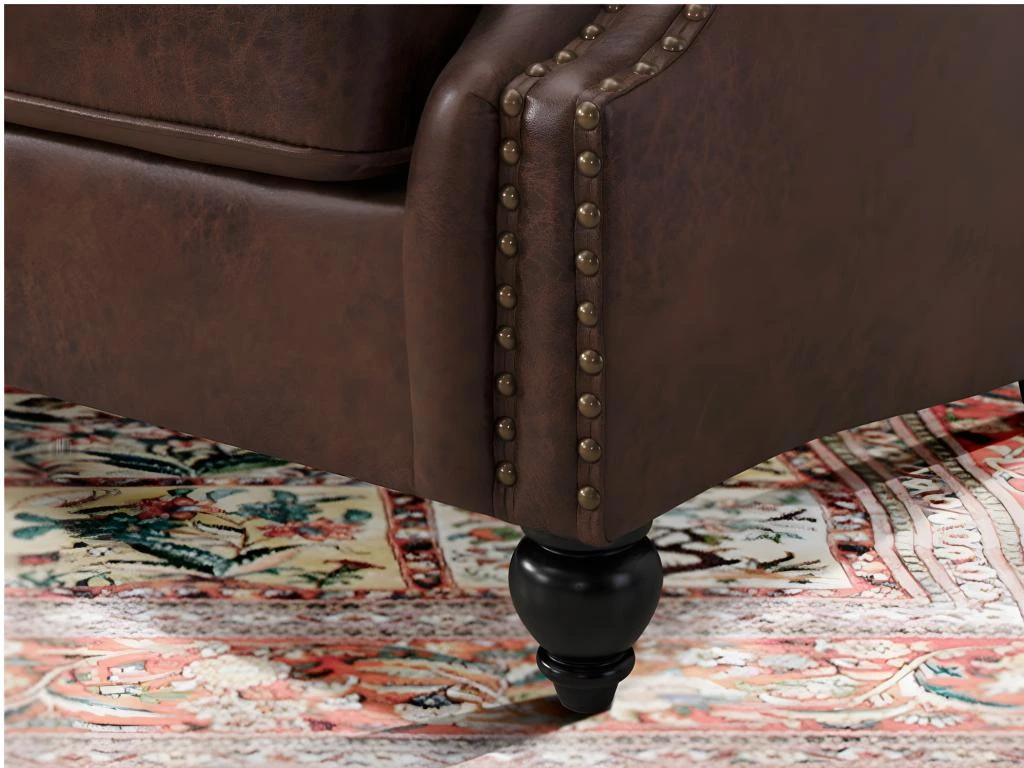 Canapé 2 Places Chesterfield AQUITAINE En Microfibre Aspect Cuir Vieilli - Marron 6 Canapé 2 Places Chesterfield AQUITAINE En Microfibre Aspect Cuir Vieilli - Marron – Image 6