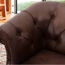 Canapé 2 Places Chesterfield AQUITAINE En Microfibre Aspect Cuir Vieilli - Marron 8 Canapé 2 Places Chesterfield AQUITAINE En Microfibre Aspect Cuir Vieilli - Marron -Promos Chesteris Boutique canape 195024