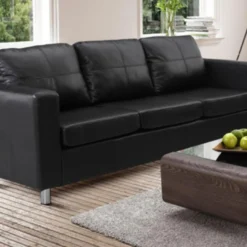 Canapé 3 Places En Simili ACKLEY - Noir