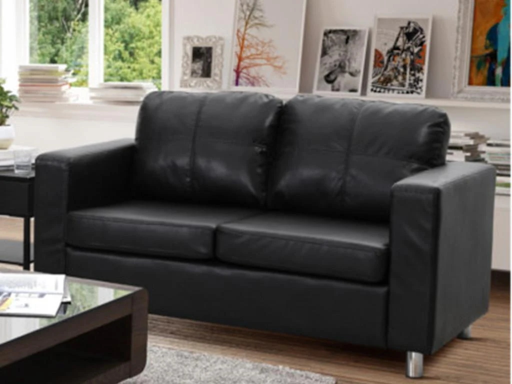 Canapé 2 Places En Simili ACKLEY - Noir 1 Canapé 2 Places En Simili ACKLEY - Noir