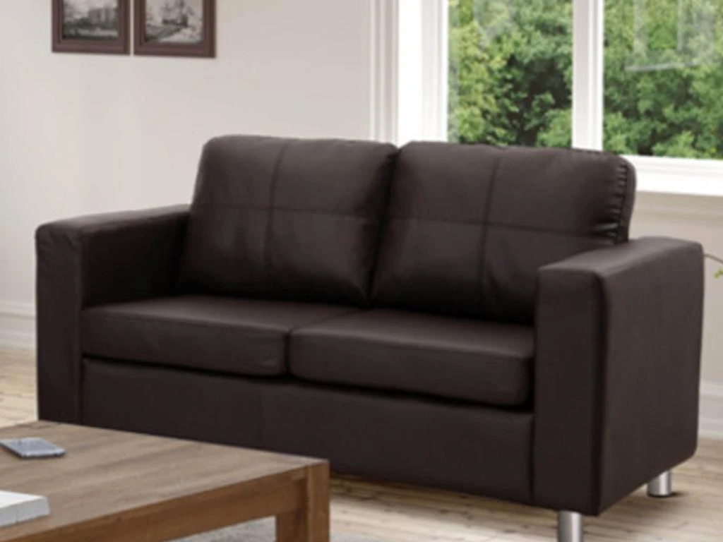 Canapé 2 Places En Simili ACKLEY - Marron 1 Canapé 2 Places En Simili ACKLEY - Marron