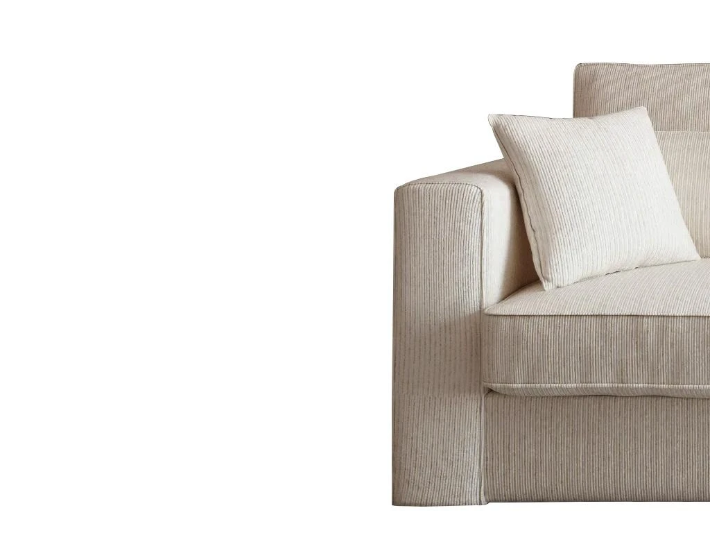 Canapé 3 Places En Velours Côtelé Crème MONDOVI 4 Canapé 3 Places En Velours Côtelé Crème MONDOVI – Image 4