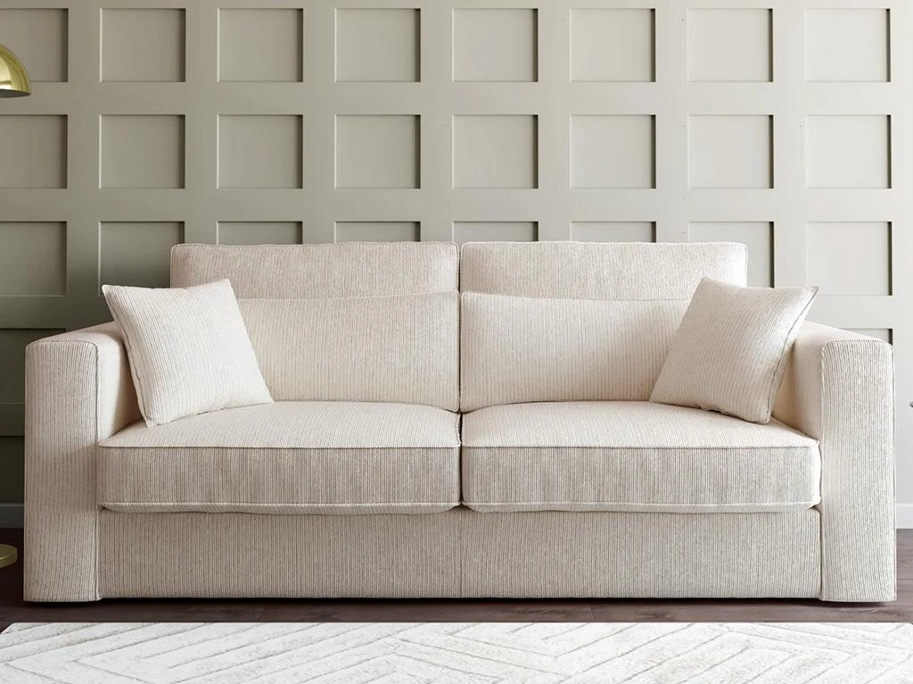Canapé 3 Places En Velours Côtelé Crème MONDOVI 2 Canapé 3 Places En Velours Côtelé Crème MONDOVI – Image 2