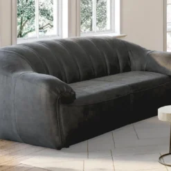 Canapé 3 Places En Velours Anthracite MALVITO