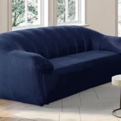 Canapé 3 Places En Velours Bleu Nuit MALVITO