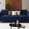Canapé 3 Places Convertible En Velours SORENI - Bleu Nuit