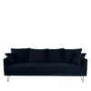 Villabon - Canapé Convertible 4 Places En Velours Pieds épingles Noirs - Couleur - Bleu Marine