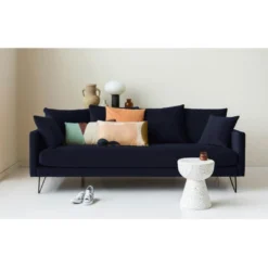 Villabon - Canapé Convertible 4 Places En Velours Pieds épingles Noirs - Couleur - Bleu Marine -Promos Chesteris Boutique canape 19580299
