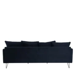 Villabon - Canapé 4 Places En Velours Pieds épingles Noirs - Couleur - Bleu Marine -Promos Chesteris Boutique canape 19580373