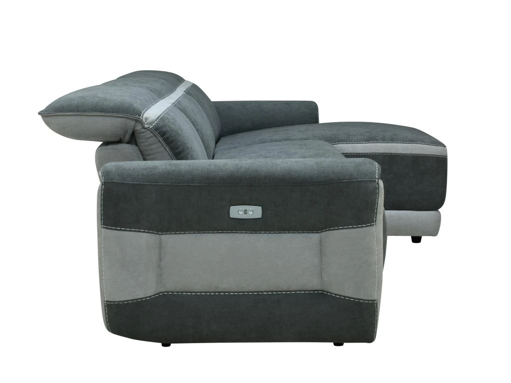 Canapé D'angle Droit Relax électrique En Tissu Gris Foncé ORIETTO 7 Canapé D'angle Droit Relax électrique En Tissu Gris Foncé ORIETTO – Image 7