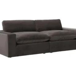 Canapé 3 Places En Velours Gris Anthracite AMAURY