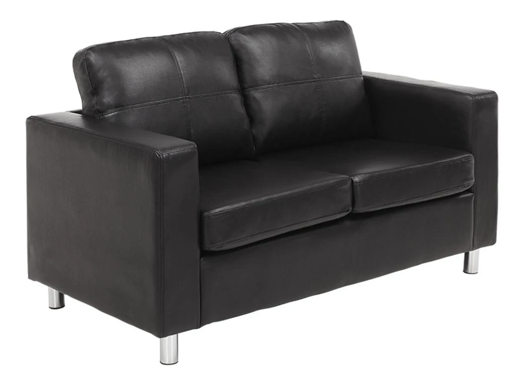 Canapé 2 Places En Simili ACKLEY - Noir 2 Canapé 2 Places En Simili ACKLEY - Noir – Image 2