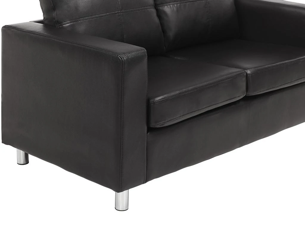 Canapé 2 Places En Simili ACKLEY - Noir 5 Canapé 2 Places En Simili ACKLEY - Noir – Image 5