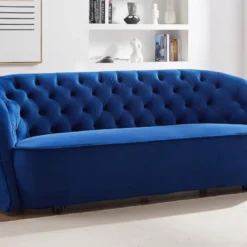 Canapé 3 Places En Velours Bleu ORTANO -Promos Chesteris Boutique canape 19723635