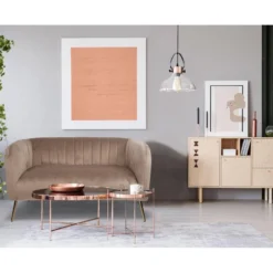 Canapé 2 Places Moderne Bombaro Pieds Métal Doré Et Velours Taupe -Promos Chesteris Boutique canape 19725283