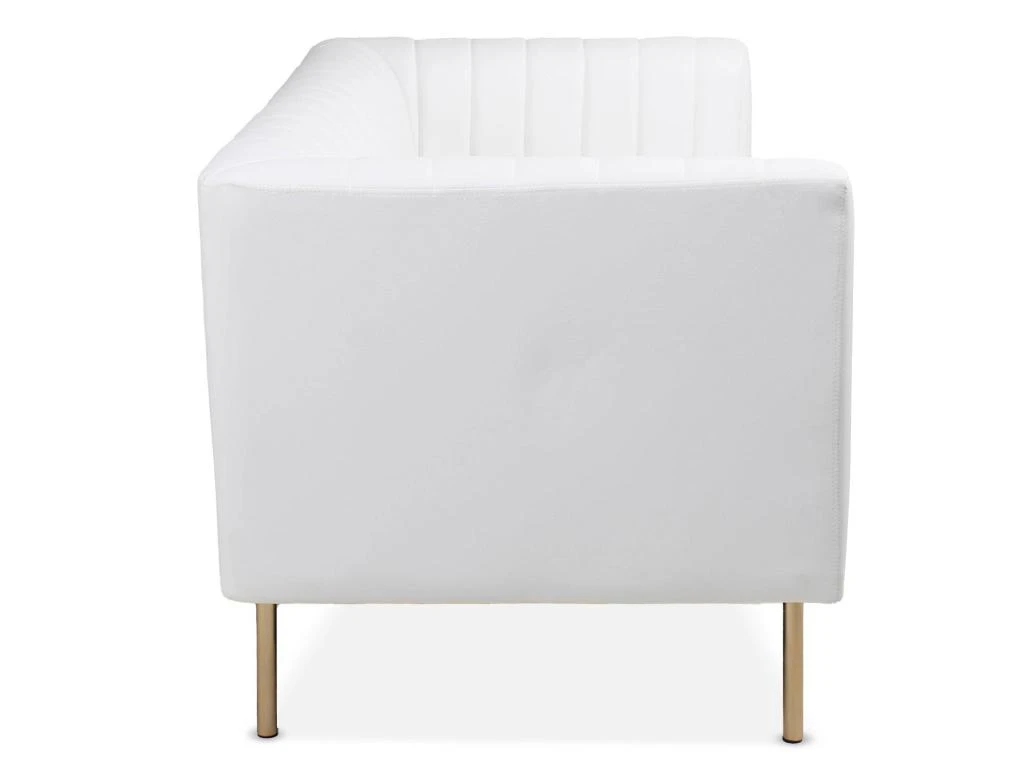 Canapé Moderne 2 Places à Coutures Verticales Sacramento Simili Blanc 3 Canapé Moderne 2 Places à Coutures Verticales Sacramento Simili Blanc – Image 3