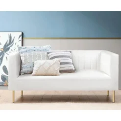 Canapé Moderne 2 Places à Coutures Verticales Sacramento Simili Blanc 9 Canapé Moderne 2 Places à Coutures Verticales Sacramento Simili Blanc -Promos Chesteris Boutique canape 19725573