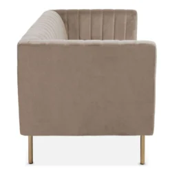 Canapé Moderne 2 Places à Coutures Verticales Sacramento Velours Taupe -Promos Chesteris Boutique canape 19725631