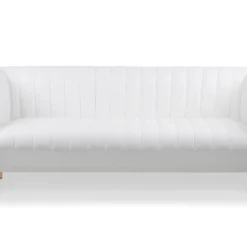 Canapé Moderne 3 Places à Coutures Verticales Sacramento Simili Blanc