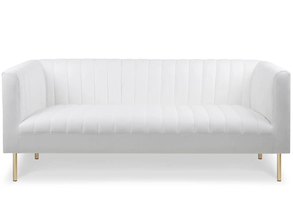 Canapé Moderne 3 Places à Coutures Verticales Sacramento Simili Blanc 1 Canapé Moderne 3 Places à Coutures Verticales Sacramento Simili Blanc