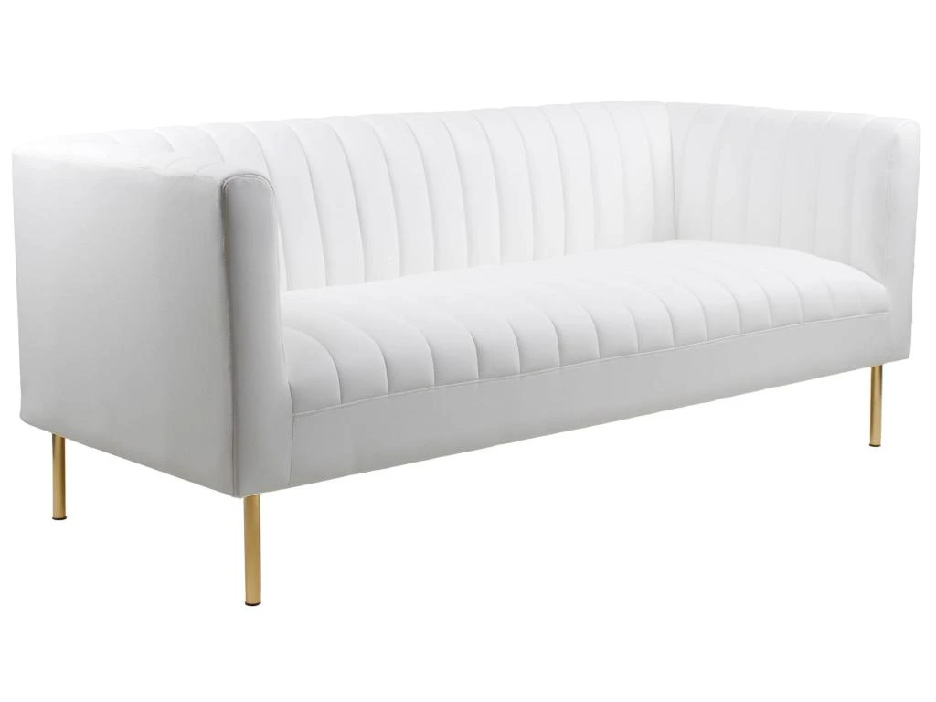 Canapé Moderne 3 Places à Coutures Verticales Sacramento Simili Blanc 2 Canapé Moderne 3 Places à Coutures Verticales Sacramento Simili Blanc – Image 2