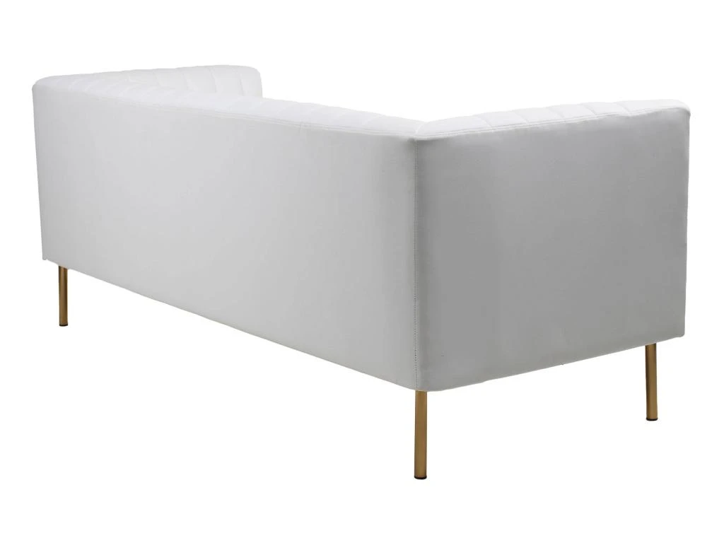 Canapé Moderne 3 Places à Coutures Verticales Sacramento Simili Blanc 3 Canapé Moderne 3 Places à Coutures Verticales Sacramento Simili Blanc – Image 3