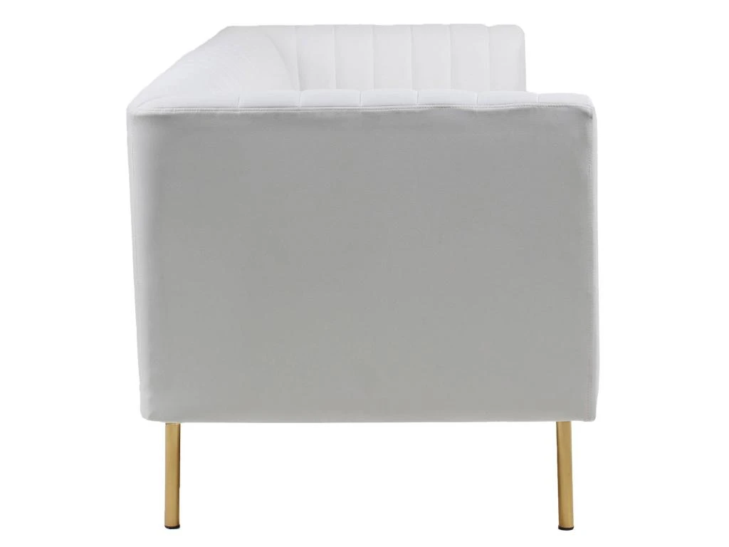 Canapé Moderne 3 Places à Coutures Verticales Sacramento Simili Blanc 4 Canapé Moderne 3 Places à Coutures Verticales Sacramento Simili Blanc – Image 4