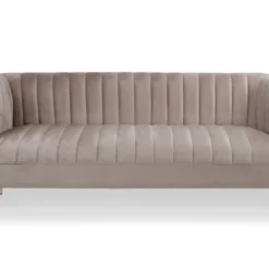 Promos Chesteris Boutique 13 Canapé Moderne 3 Places à Coutures Verticales Sacramento Velours Taupe