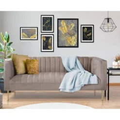 Canapé Moderne 3 Places à Coutures Verticales Sacramento Velours Taupe -Promos Chesteris Boutique canape 19726429