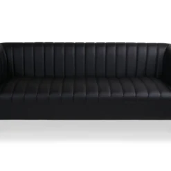 Canapé Moderne 3 Places à Coutures Verticales Sacramento Simili Noir