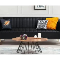 Canapé Moderne 3 Places à Coutures Verticales Sacramento Simili Noir -Promos Chesteris Boutique canape 19726881