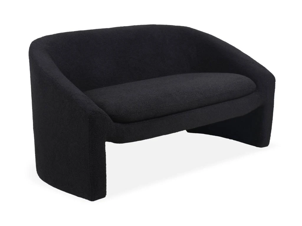 Canapé Arrondi 2 Places Indiana Tissu Bouclette Noir 1 Canapé Arrondi 2 Places Indiana Tissu Bouclette Noir