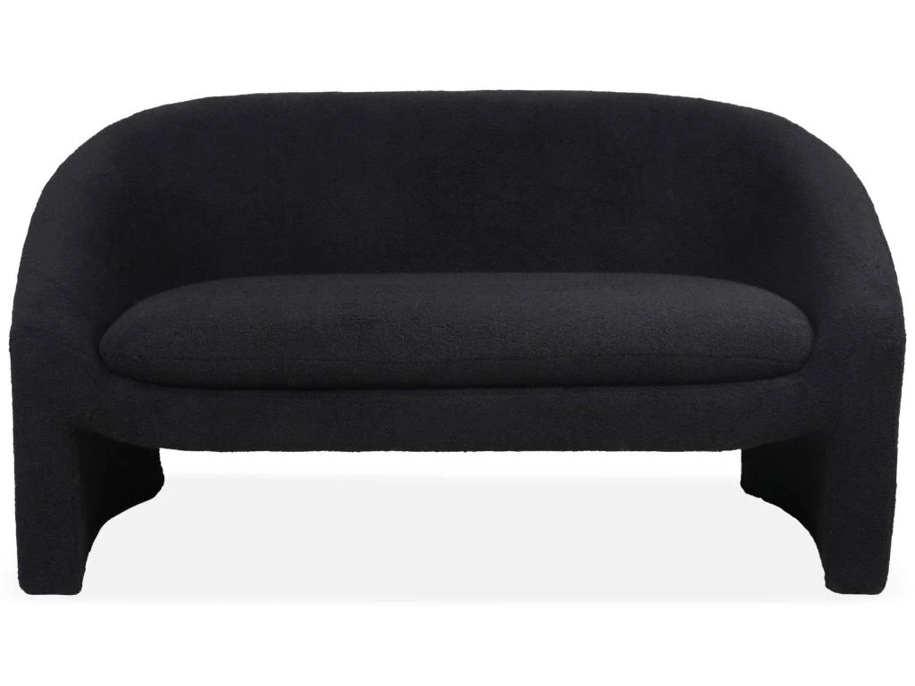 Canapé Arrondi 2 Places Indiana Tissu Bouclette Noir 2 Canapé Arrondi 2 Places Indiana Tissu Bouclette Noir – Image 2