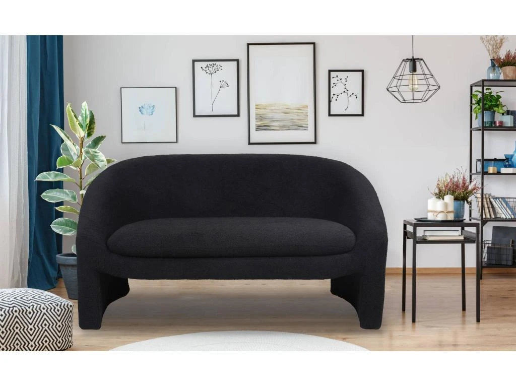 Canapé Arrondi 2 Places Indiana Tissu Bouclette Noir 5 Canapé Arrondi 2 Places Indiana Tissu Bouclette Noir – Image 5