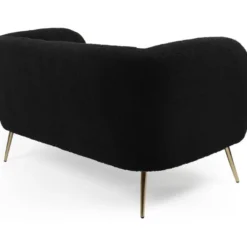 Canapé 2 Places Moderne Bombaro Pieds Métal Doré Et Tissu Bouclette Noir -Promos Chesteris Boutique canape 19727521