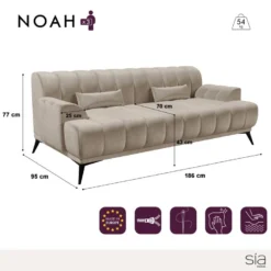 Canapé 3 Places Tissu Velours Taupe -Promos Chesteris Boutique canape 19796749