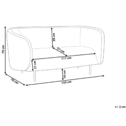 Canapé 2 Places En Tissu Blanc Et Noir LOEN -Promos Chesteris Boutique canape 19813355