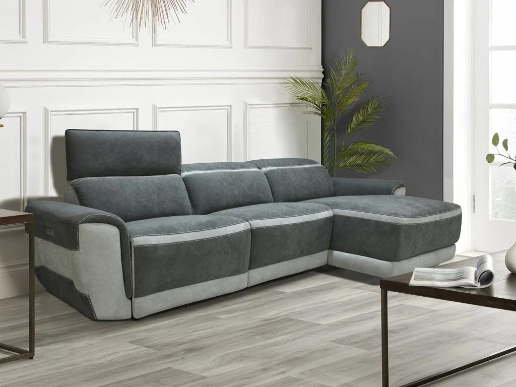 Canapé D'angle Droit Relax électrique En Tissu Gris Foncé ORIETTO 11 Canapé D'angle Droit Relax électrique En Tissu Gris Foncé ORIETTO – Image 11