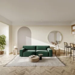 Canapé 3 Places En Velours Vert OTRANO