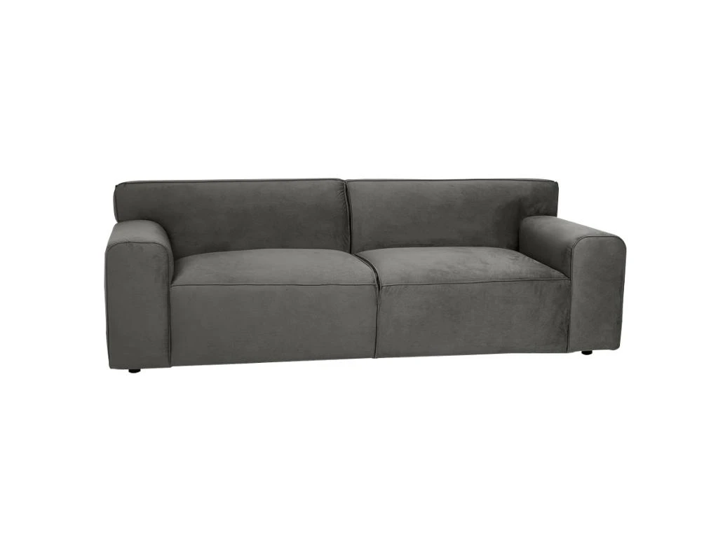 Canapé 3 Places En Velours Gris OTRANO 2 Canapé 3 Places En Velours Gris OTRANO – Image 2