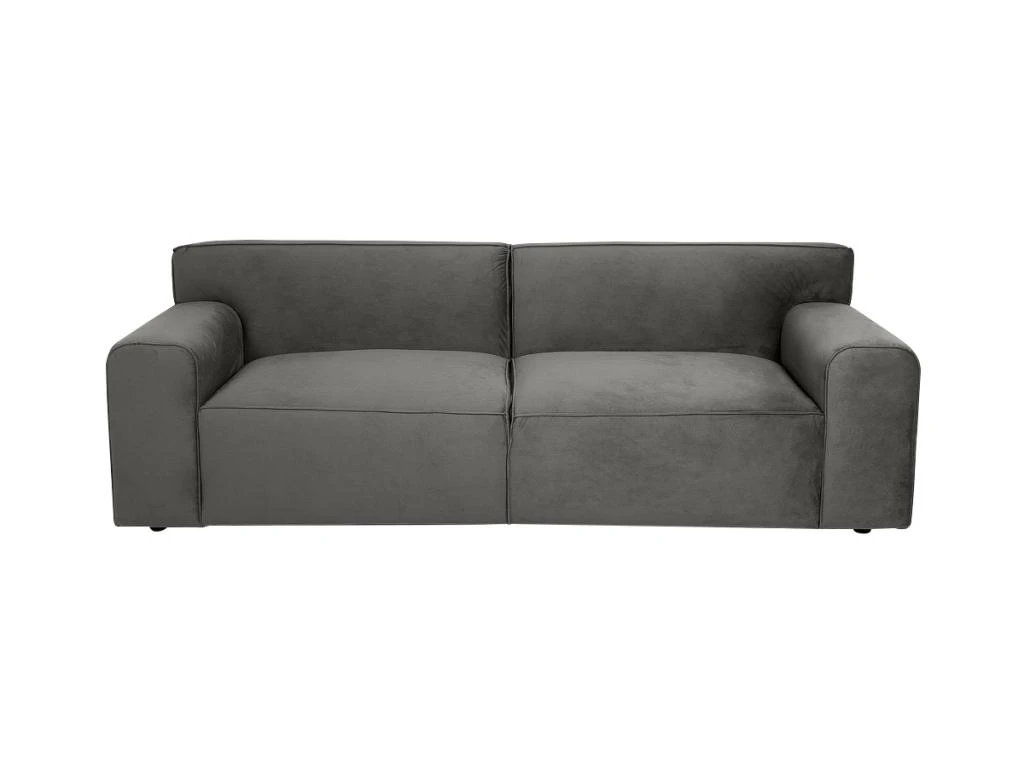 Canapé 3 Places En Velours Gris OTRANO 3 Canapé 3 Places En Velours Gris OTRANO – Image 3