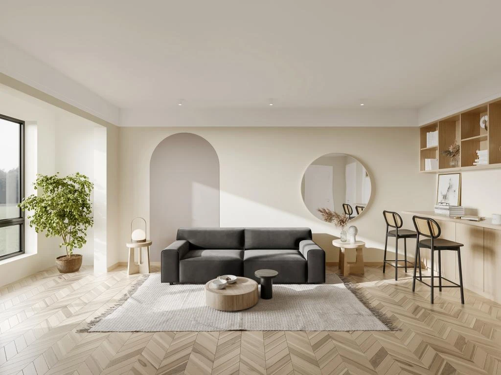 Canapé 3 Places En Velours Gris OTRANO 1 Canapé 3 Places En Velours Gris OTRANO